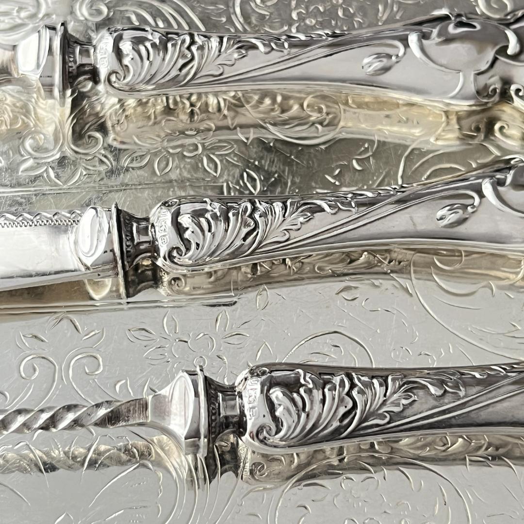 英国】【純銀ハンドル】プレザーブスプーン / ピクルスフォーク