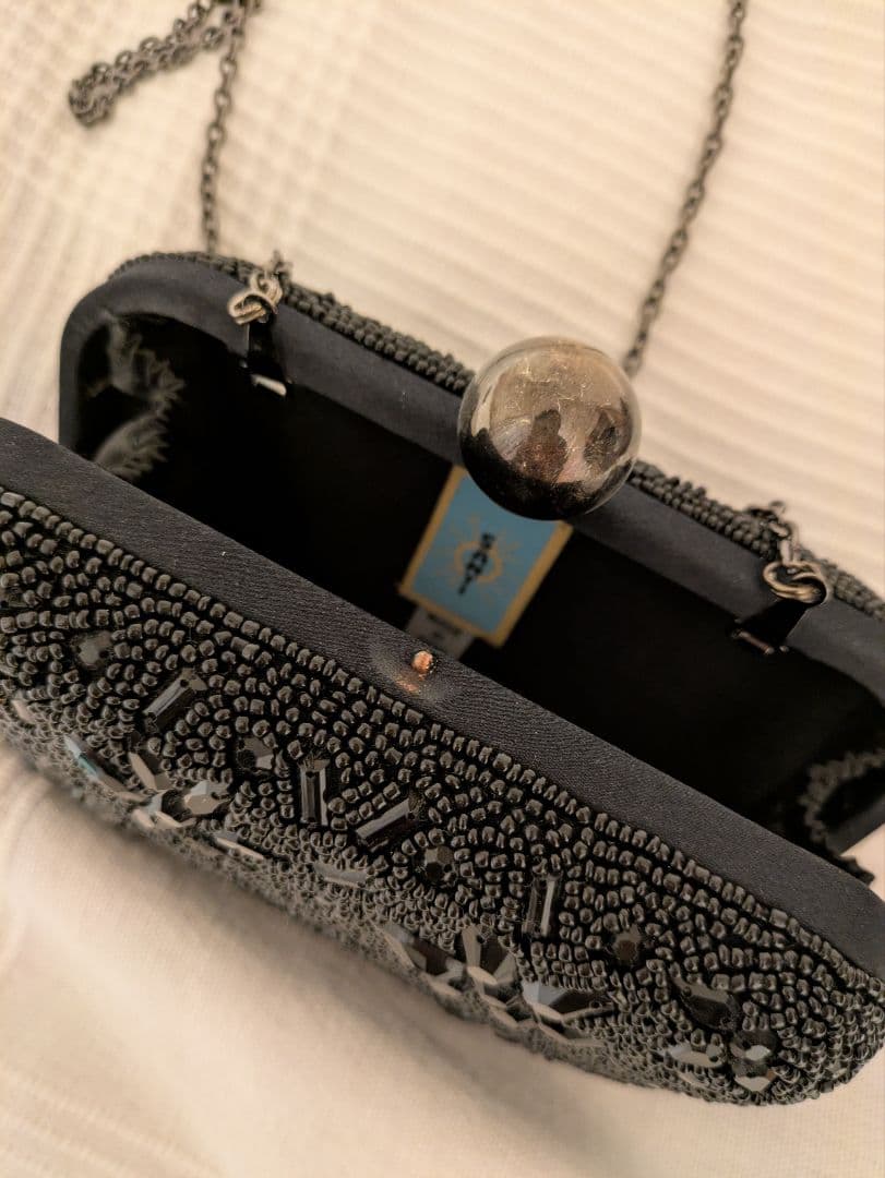 SANTI [未使用美品] ビーズパーティーバッグ 黒