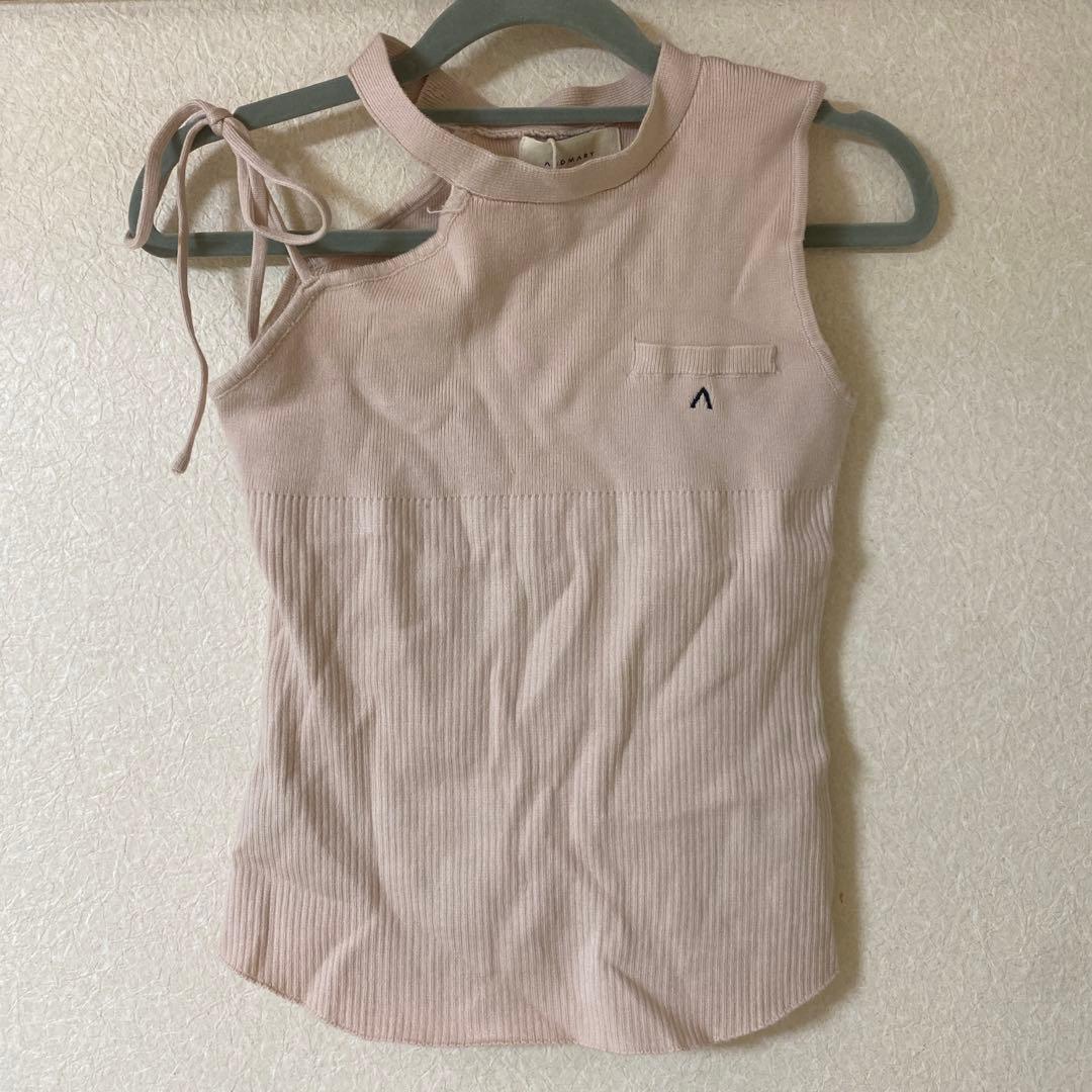 トップス ANDMARY Angie ribbon tank pink beige