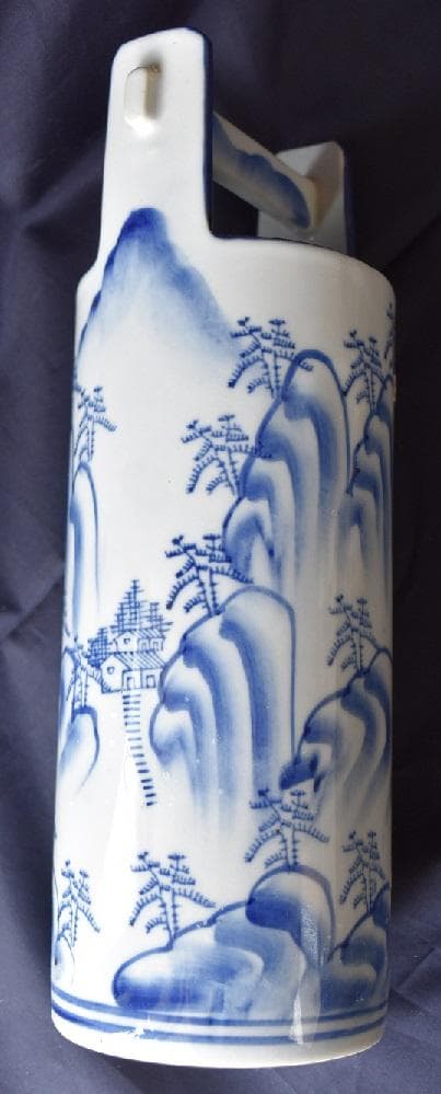 古美術・宝財、時代物、染色山水画、手瓶型花入れ、置物陶芸、手桶、花器