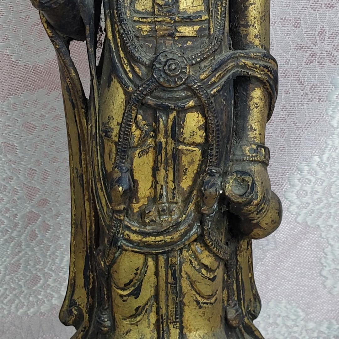 百済仏】◇百済金銅観音菩薩立像 高:37cm 仏像◇検）高麗仏 新羅仏