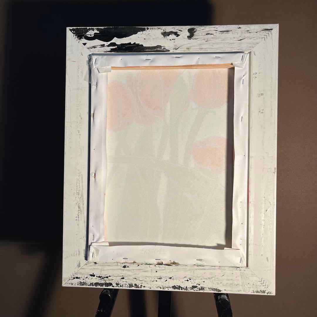 手書き油絵 チューリップ 額付 絵画 インテリア 油彩画