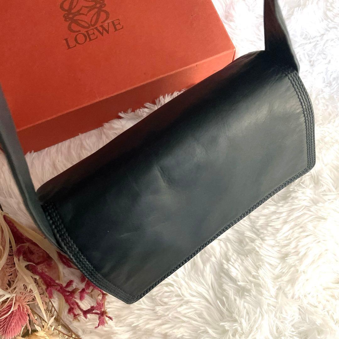 希少⭐︎LOEWE ネイビー アナグラム ナッパレザー 本革 ショルダーバッグ