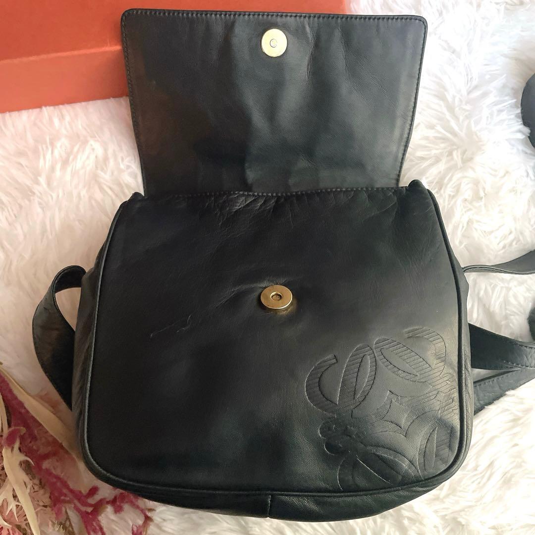 希少⭐︎LOEWE ネイビー アナグラム ナッパレザー 本革 ショルダーバッグ