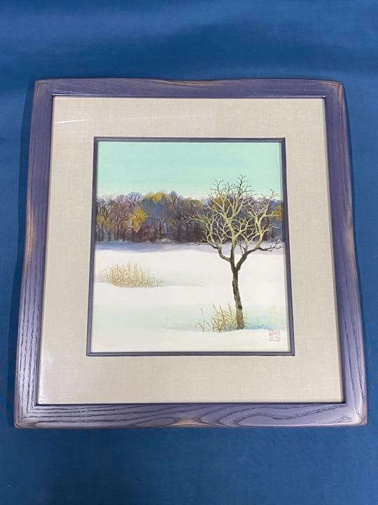 絵画　色紙画　色紙額　水彩画　新雪　　3