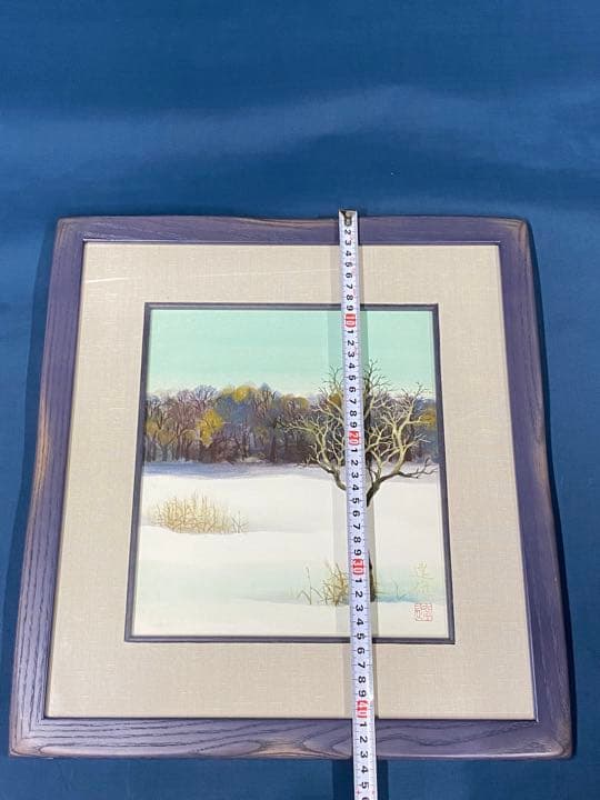 絵画　色紙画　色紙額　水彩画　新雪　　3