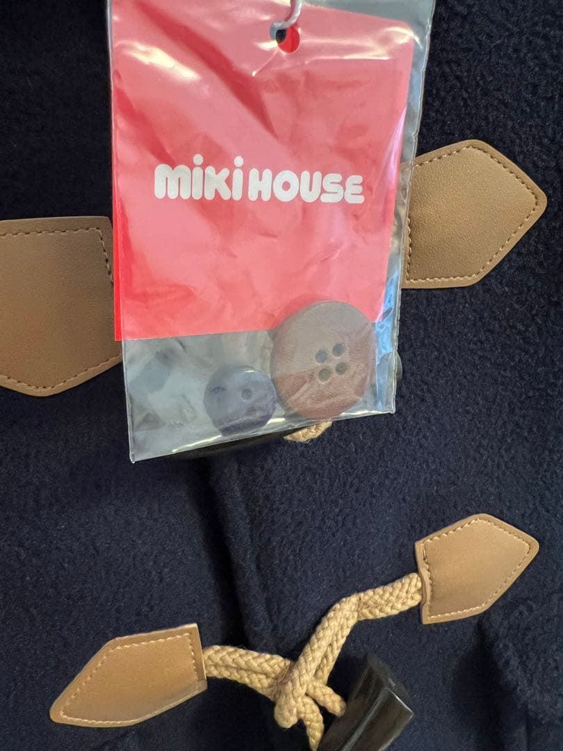 ミキハウス フリースダッフルコート ネイビー フード付き 90