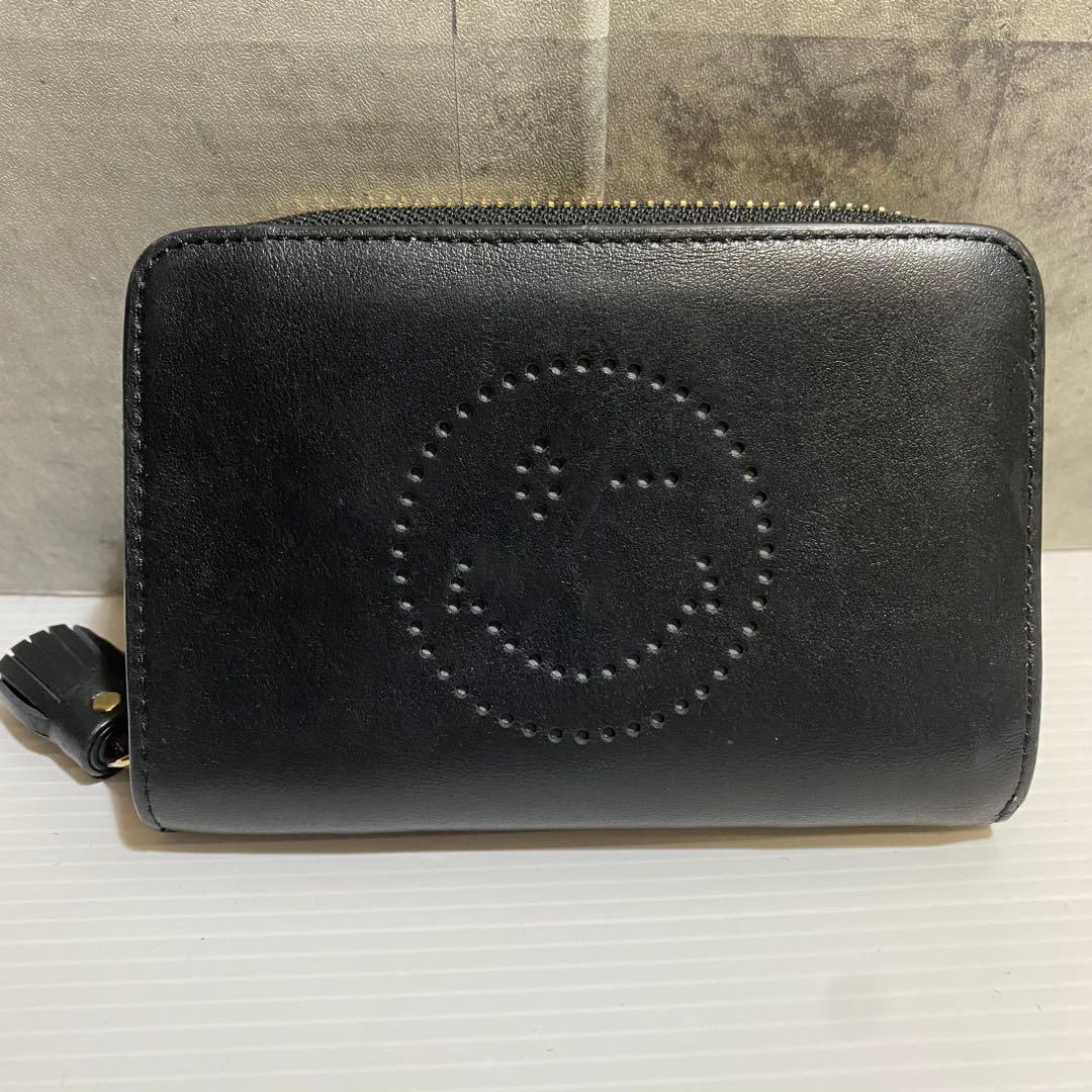 【美品】ANYA HINDMARCH　スマイリー2つ折り財布　ブラック