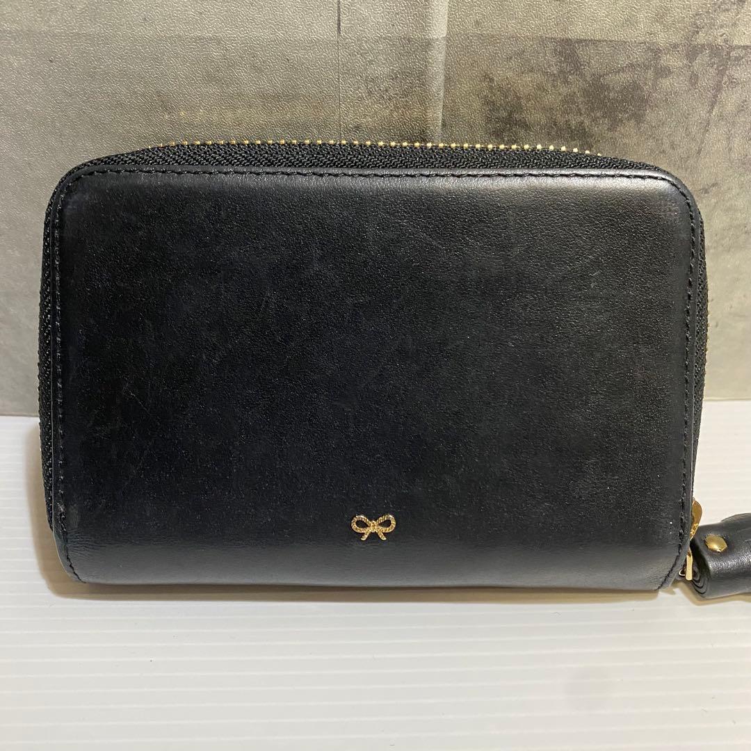【美品】ANYA HINDMARCH　スマイリー2つ折り財布　ブラック