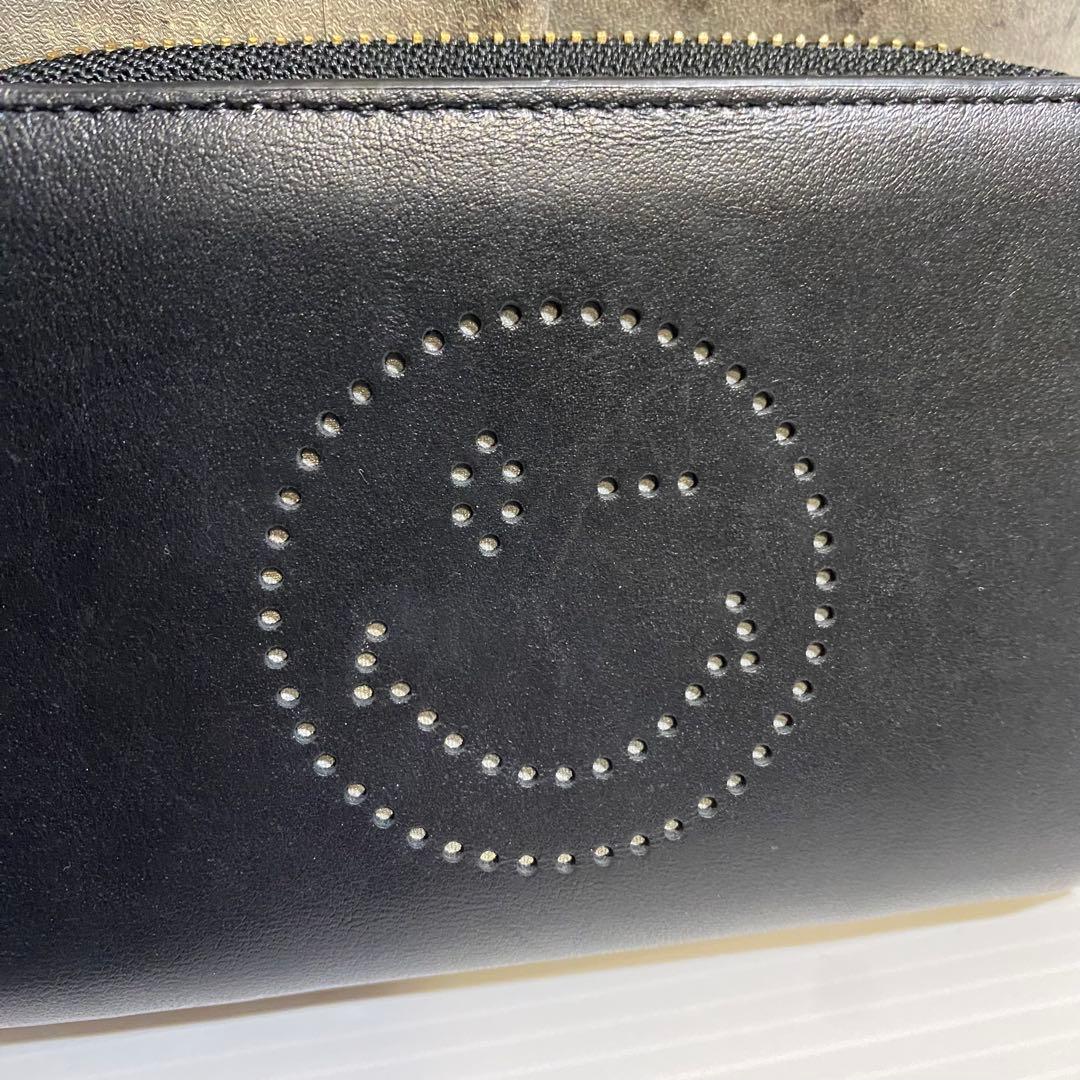 【美品】ANYA HINDMARCH　スマイリー2つ折り財布　ブラック