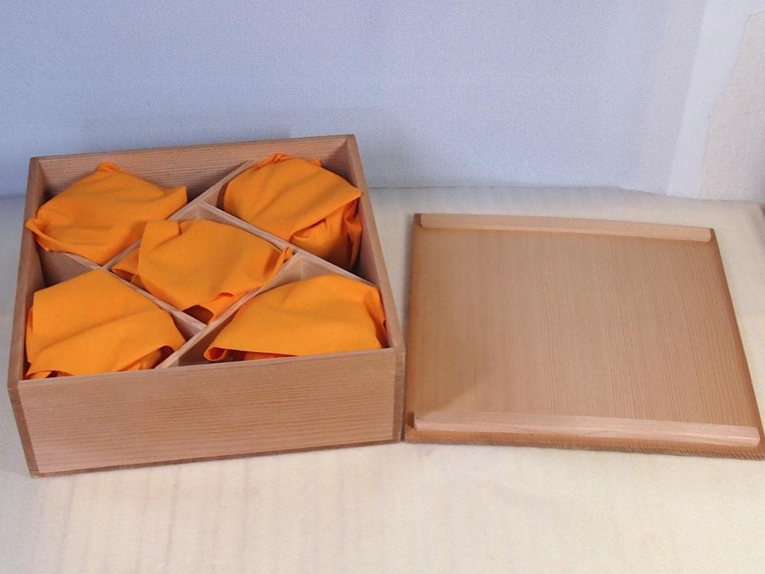 美品】輪島塗 西久保田漆器店 朱塗 桔梗蒔絵 小吸物椀 5客