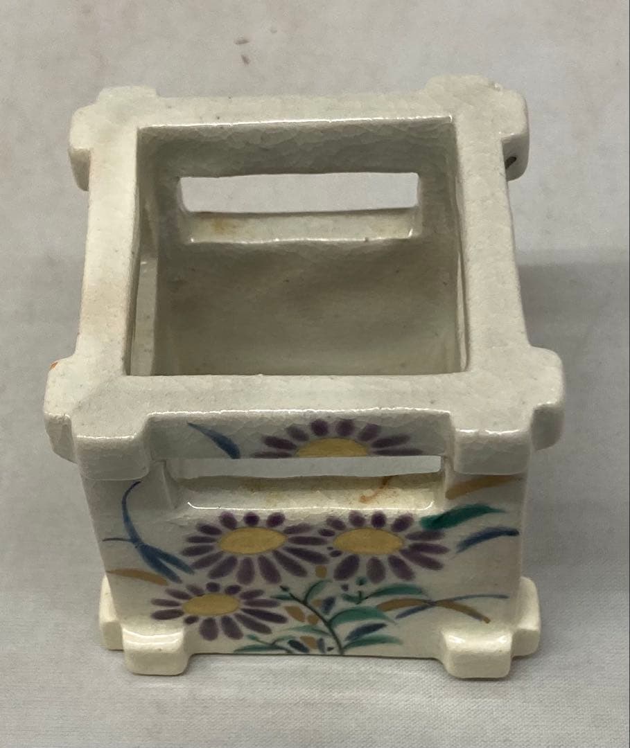 B534b「秋草図 井戸蓋置」宮川香雲作 竜谷 共布共箱 Yahoo