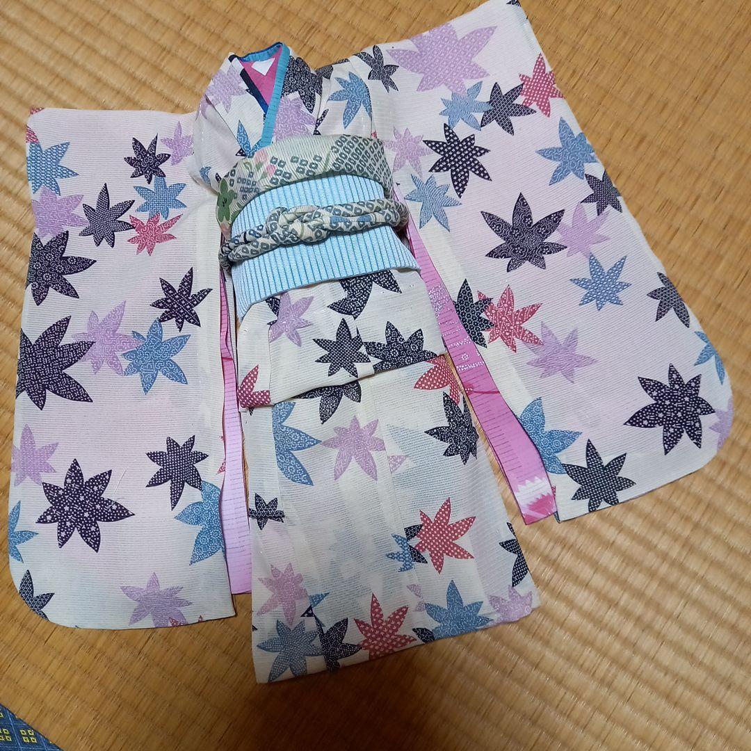 市松人形 12号 単衣 着物襦袢 作り帯 帯締め帯揚げ 正絹 絽 ドール ビスク