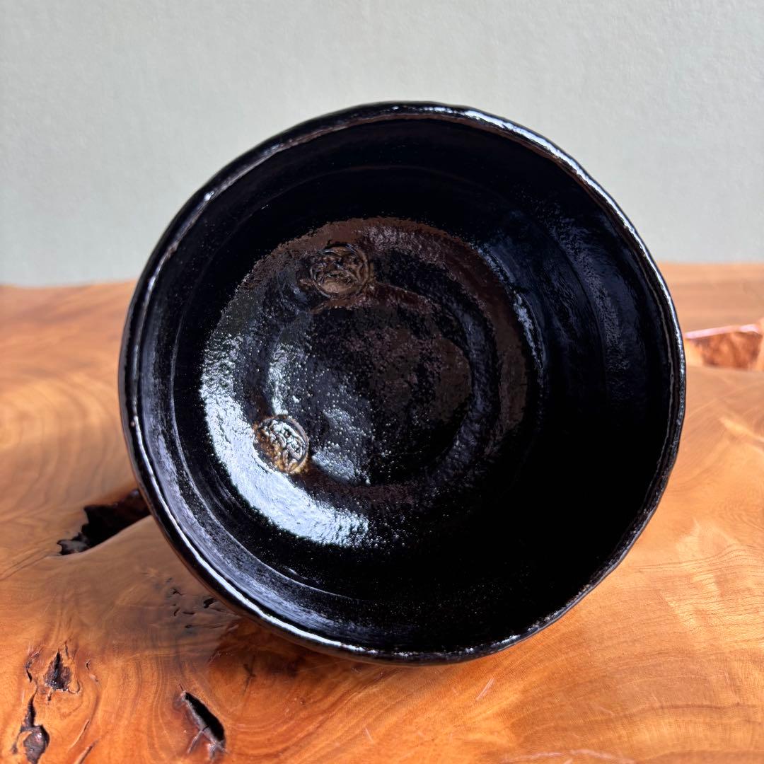 黒印尽茶碗 銘「大空」 慶入写 佐々木昭楽造 黒楽抹茶