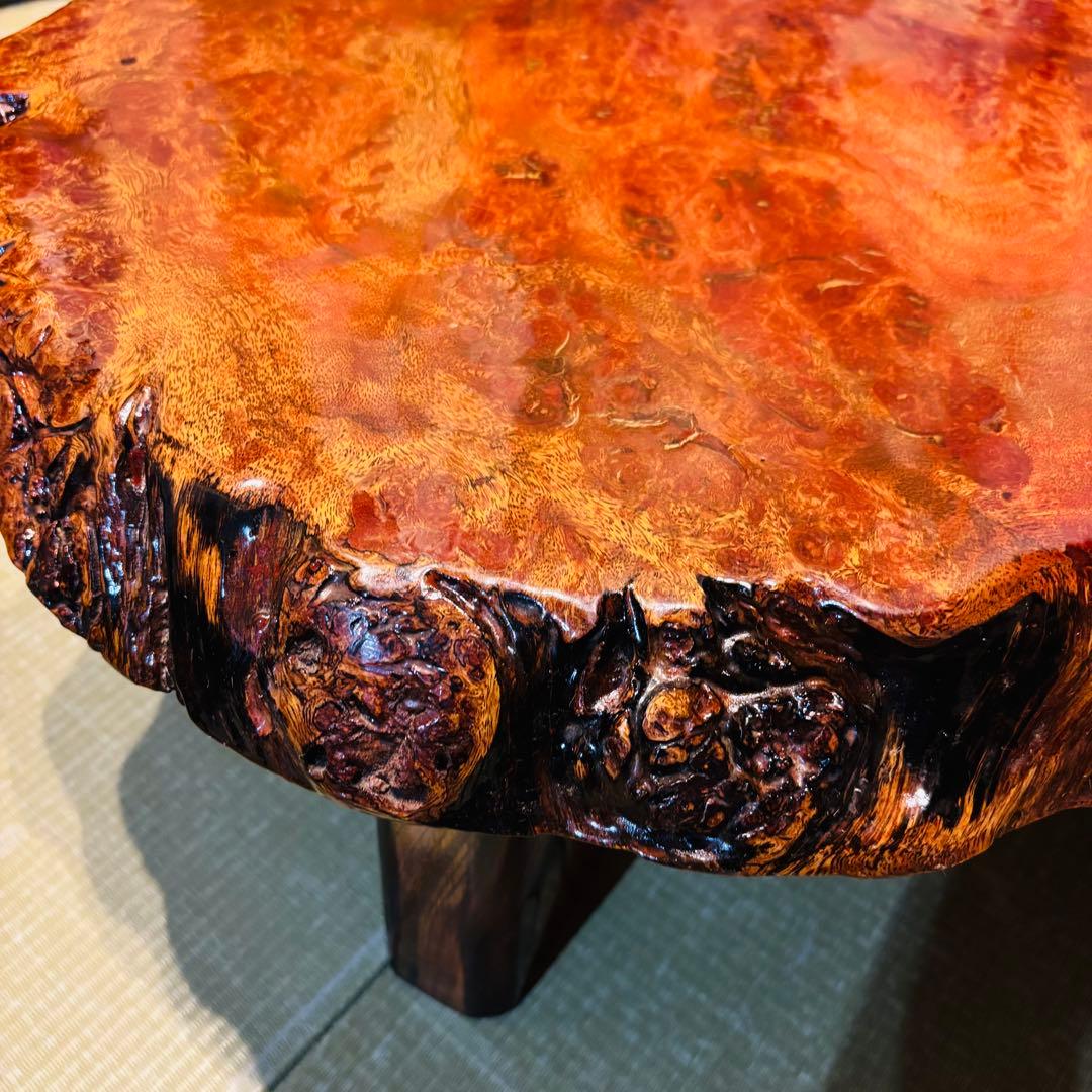 花梨 一枚板 天然木 花台 テーブル ローテーブル 瘤 座卓 飾り台