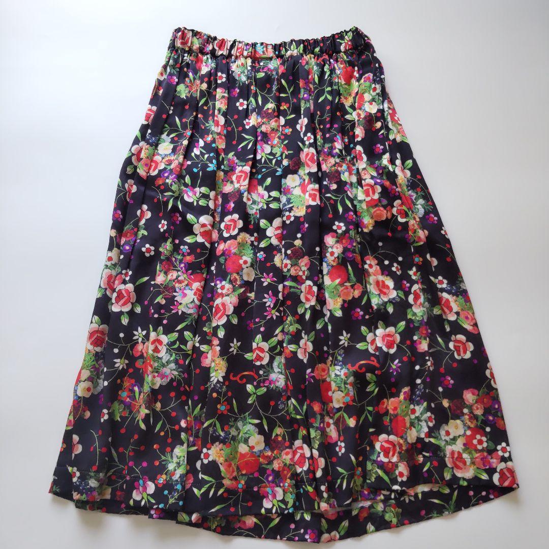 美品 コムデギャルソンコムデギャルソン AD2020 シルク花柄ギャザースカート
