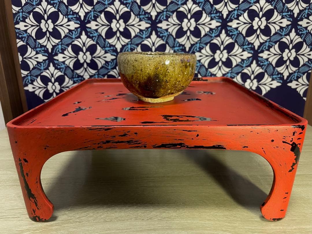 大嶺實清 緑釉茶碗 （刻印あり）