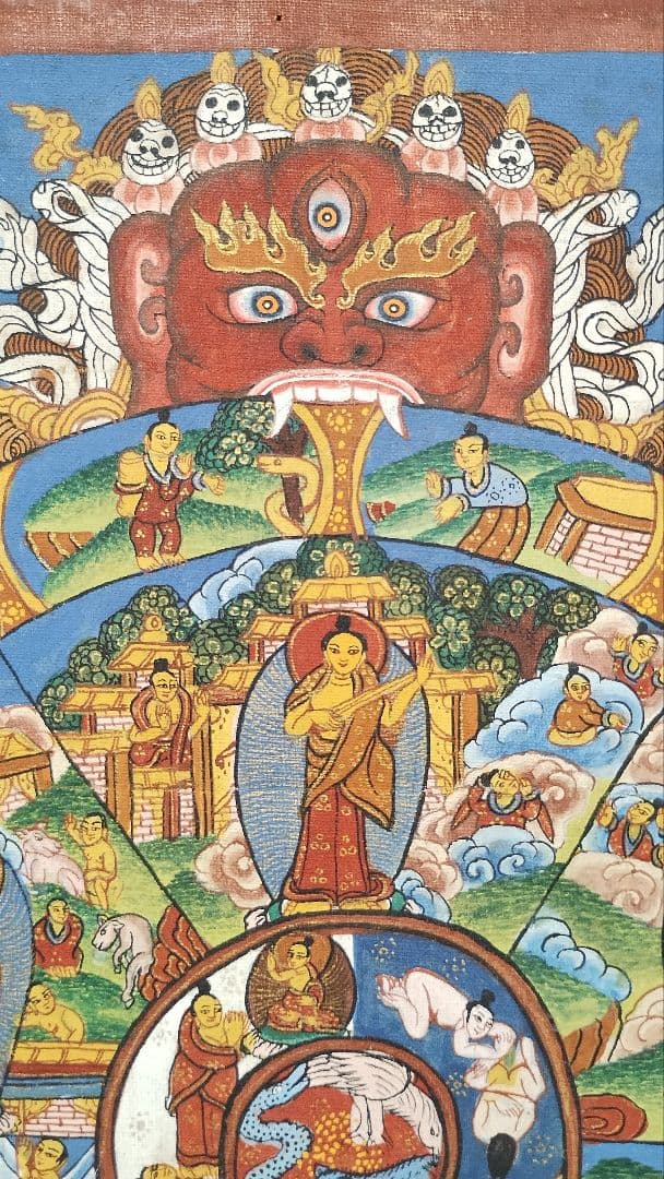 ☆【チベット密教・綿布仏画・仏教美術・仏教絵画】手書き/手描き