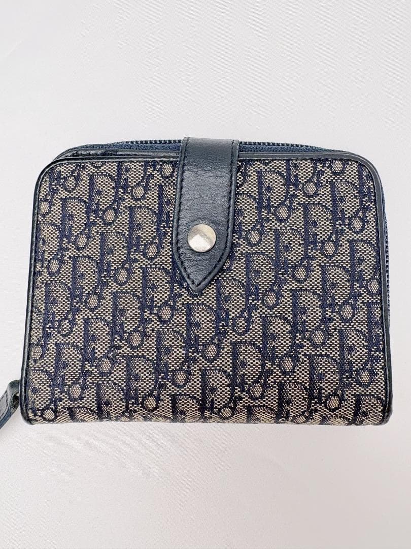 Dior/ディオール】二つ折り財布 トロッター柄 ネイビー