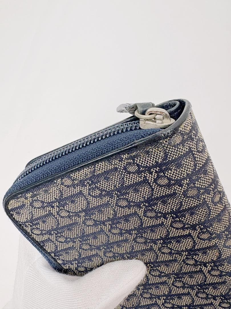 Dior/ディオール】二つ折り財布 トロッター柄 ネイビー