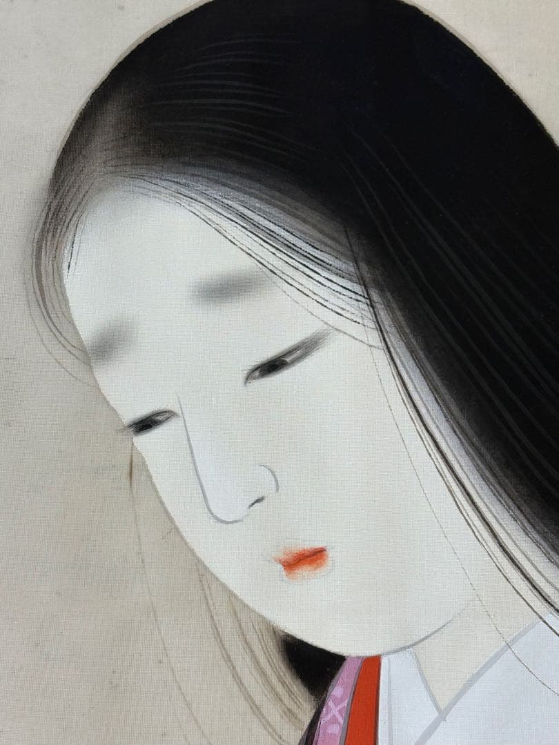 松井桜塘　日本画 絵画 人物画 美人画 額装