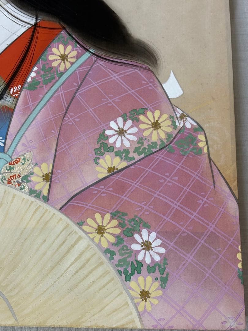 松井桜塘　日本画 絵画 人物画 美人画 額装