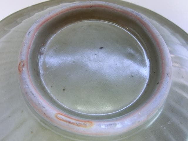 鉢□高麗青磁鉢 印花陽刻牡丹文 古い平鉢 古皿 大皿 古玩 唐草