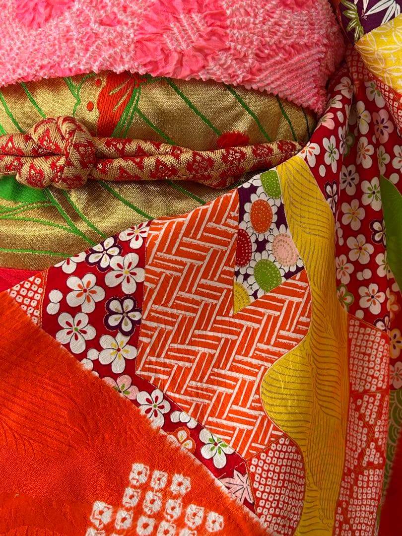 7歳　七五三　正絹着物　絞り　帯　帯揚げ　帯締め　しごき　セット