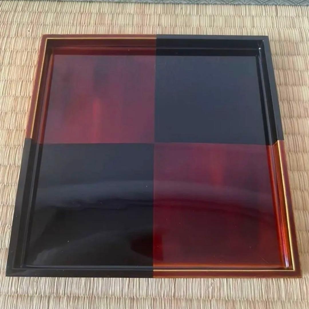 山田平安堂 白檀 二段重 重箱 取り皿2枚、風呂敷付き