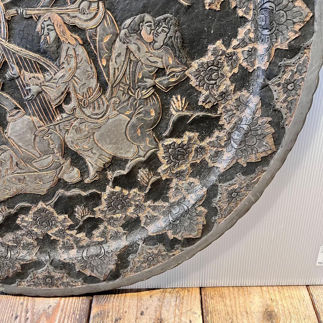 ペルシャ アンティーク トレイ 銅製 壁掛 インテリア 銅板 希少