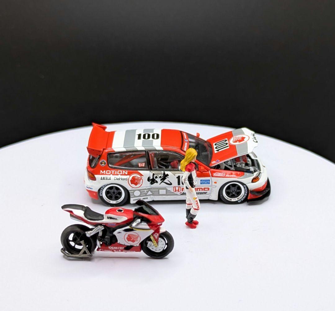 1/64 IDEMITSU Civic EG6＆バイク＆ 女性ライダー