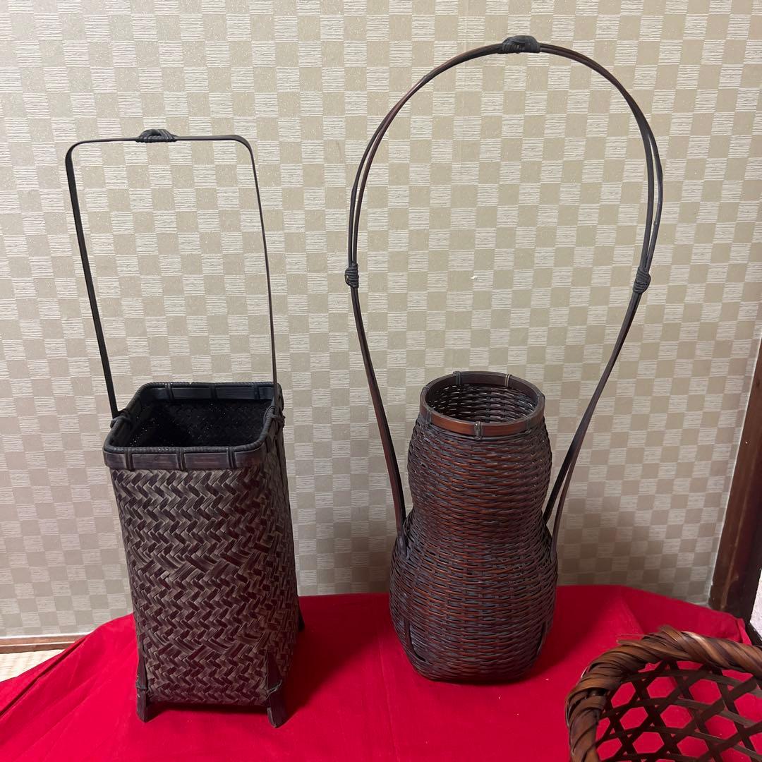 茶道具　花器　竹籠　七点まとめ