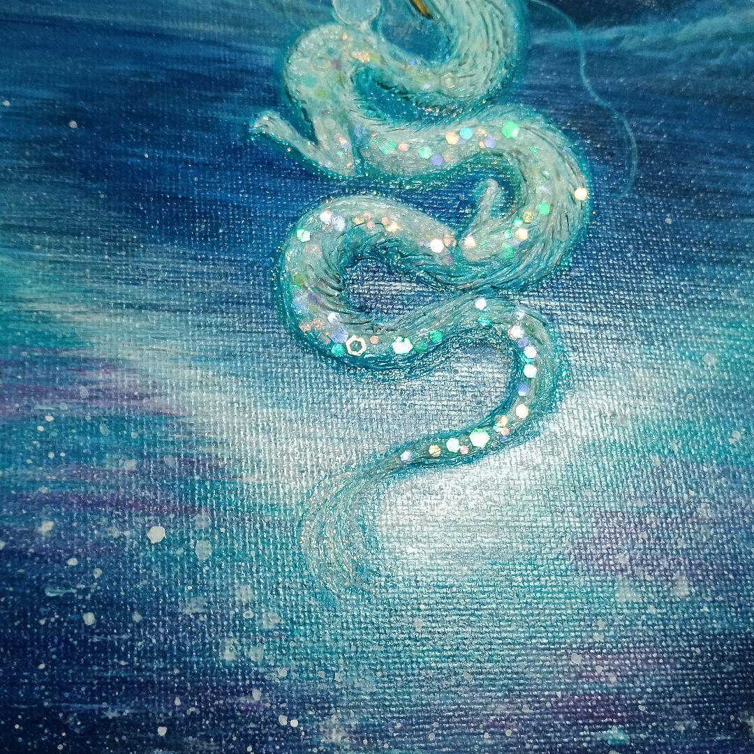 No.559 F3 富士山 昇り龍 白龍 龍神絵画 開運絵画 原画