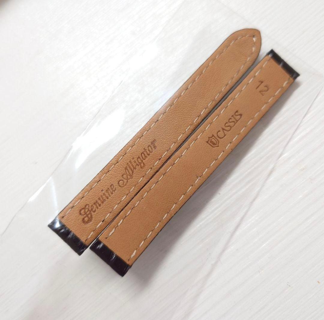 未使用】CASSIS アリゲーター レザーベルト ブラック マ