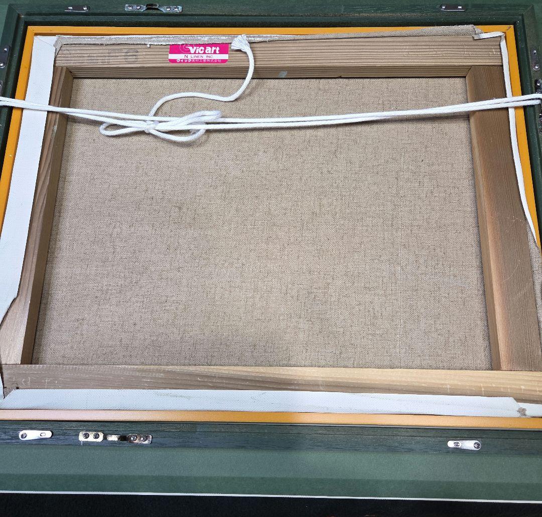 美品】 肉筆油彩風景画 ホワイト額縁フレームつき「白馬連峰」6号サイズ