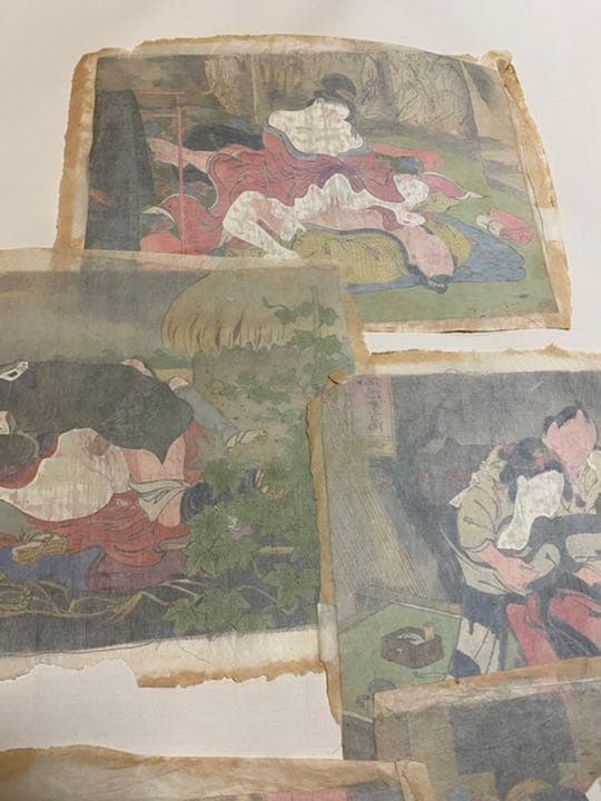 浮世絵　肉筆 春画 絹　５枚