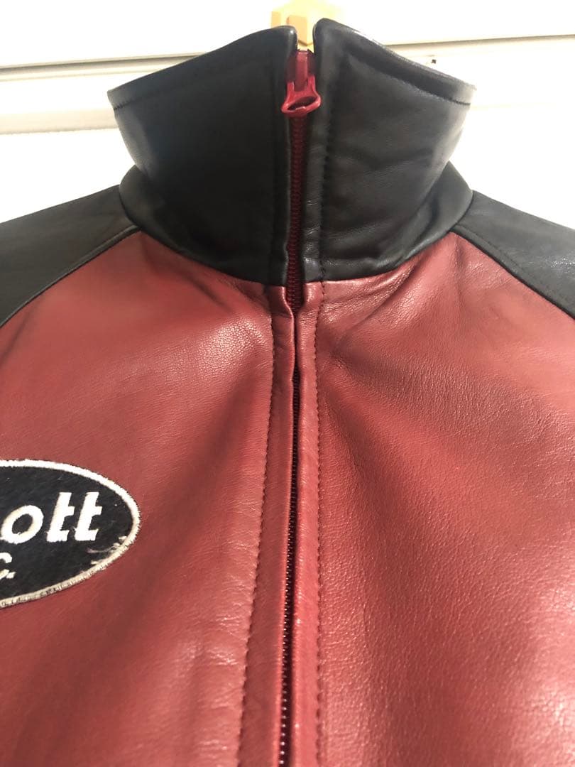 Schott】羊革 シングル ライダース 裏地総柄 バイカラー sizeS