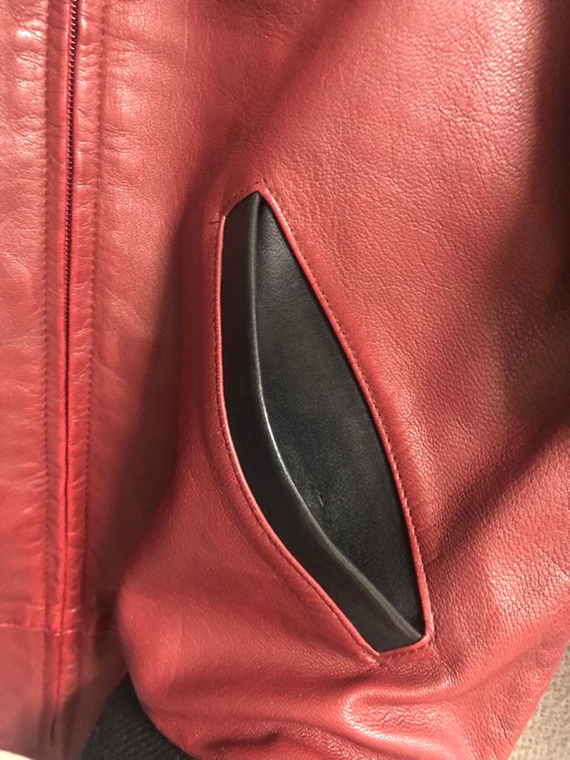 Schott】羊革 シングル ライダース 裏地総柄 バイカラー sizeS