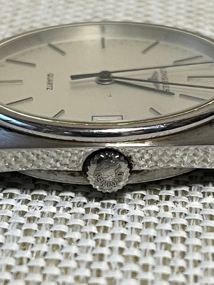【希少】LONGINES クォーツ 腕時計 デイト シルバー文字盤 ヴィンテージ