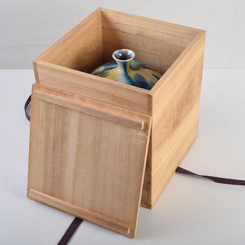 九谷焼 柳雨軒 三代八十吉 徳田正彦作 彩釉 壷 共箱 U R9360B