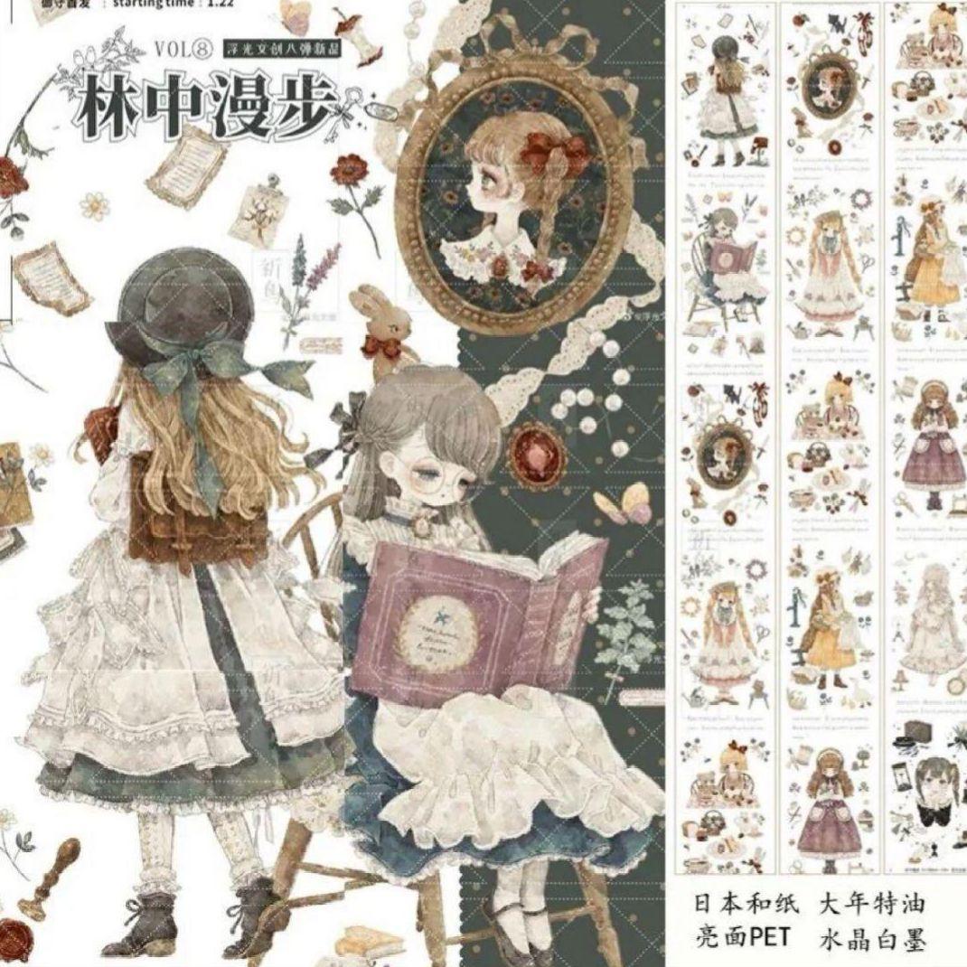 のこり１✩再販✩J265＃林间漫步(水晶)浮光文创切り売り海外人物マステ女の子