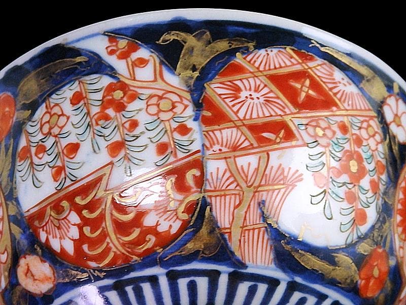 古伊万里 金襴手 枝垂れ桜に花の図 蓋茶碗 2客 C739AS-fbth