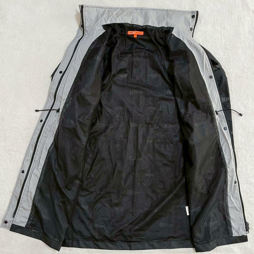 極美品　ビームスゴルフ　2WAY レインコート 2　ロゴ　総柄　ブラック　フード