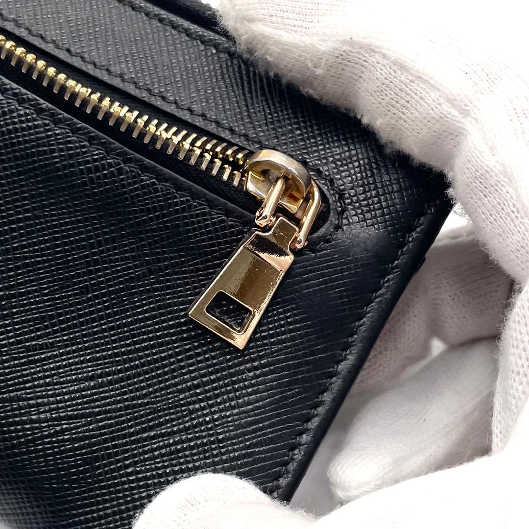 プラダ ケース サフィアーノレザー コンパクトウォレット ブラック