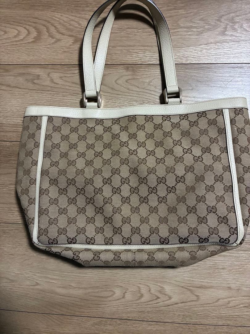 GUCCI GGパターン ハンドバッグ ベージュ/ホワイト