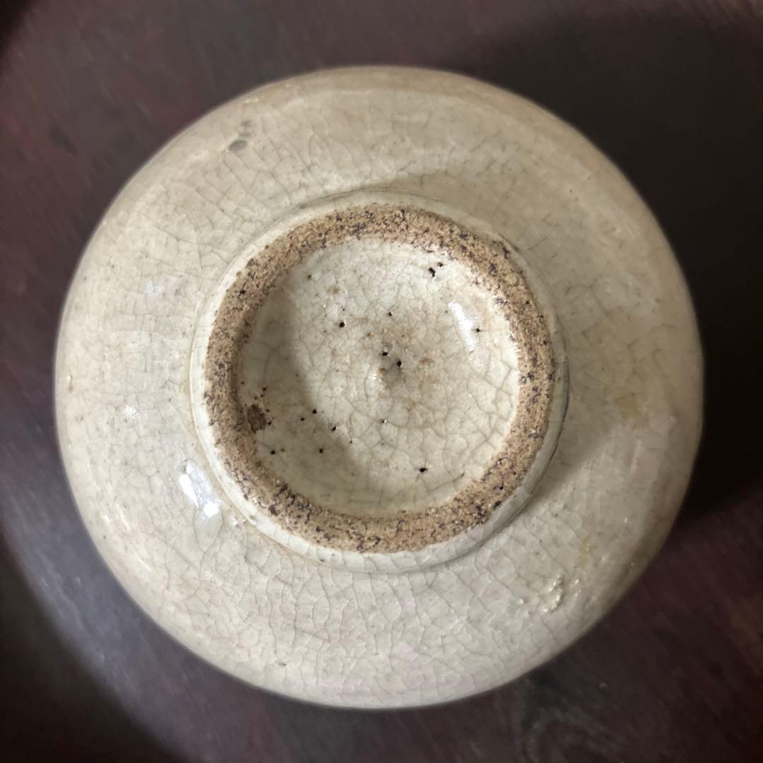 古い丸壷 白釉 塩笥壺 韓国骨董.アンティーク.古民芸.検:立原正秋.