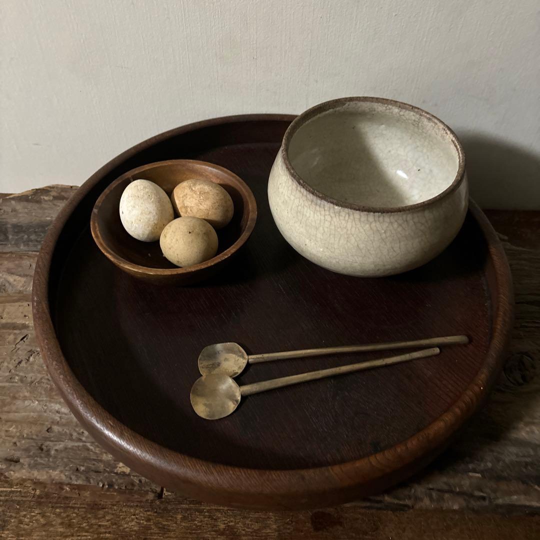 古い丸壷 白釉 塩笥壺 韓国骨董.アンティーク.古民芸.検:立原正秋.