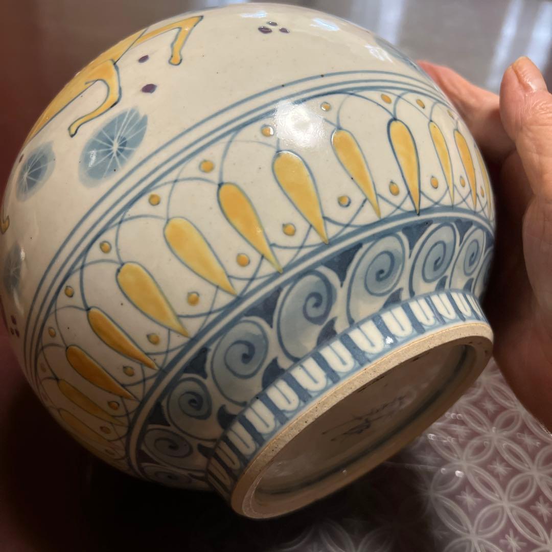 有田焼 5代目66才 佐藤走破作 鹿柄壺 五代佐藤走波作