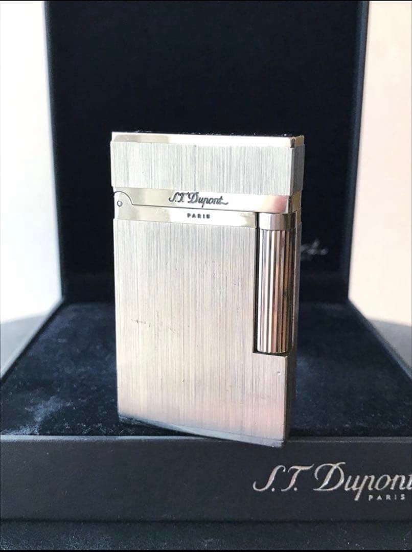 (一部交換必須)大きい音 デュポン　ガスライター　シルバー　ヘアライン　ライン2