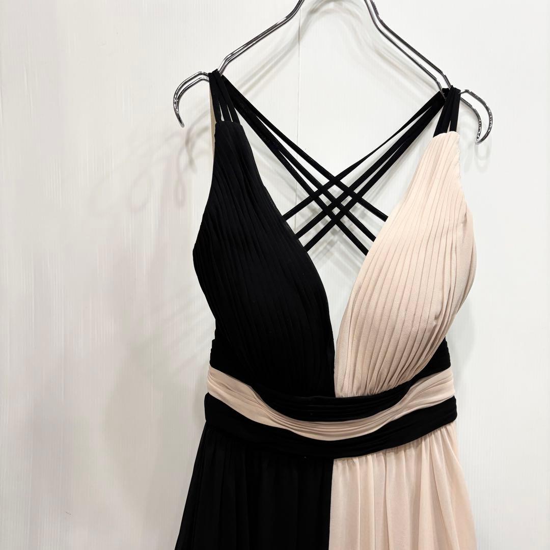 ERUKEI SETTAN バイカラー バッククロス シフォン ロングドレス 4